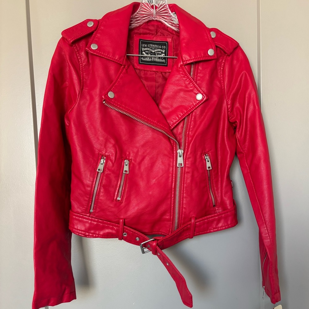 Levi's Women's Vibrant Red Leather Jacket